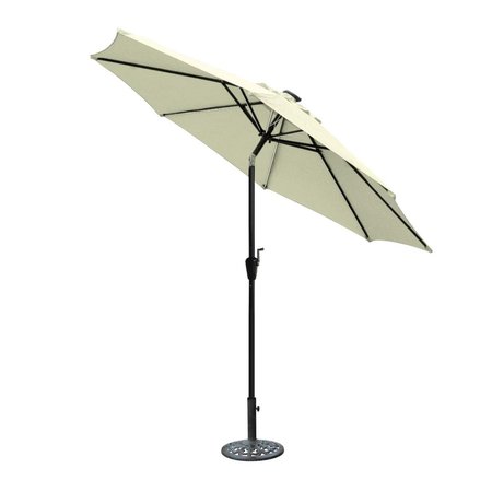 JECO 9 ft. Aluminum Umbrella with Crank & Solar Guide Tubes - Black Pole & Tan Fabric OF-UB101